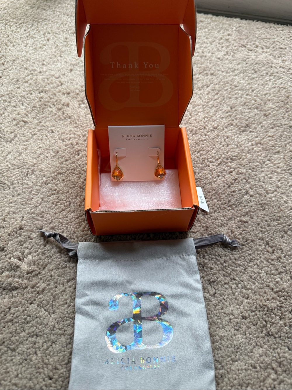 NWT Alicia Bonnie Dicroic Glass & Gold Drop Earrings